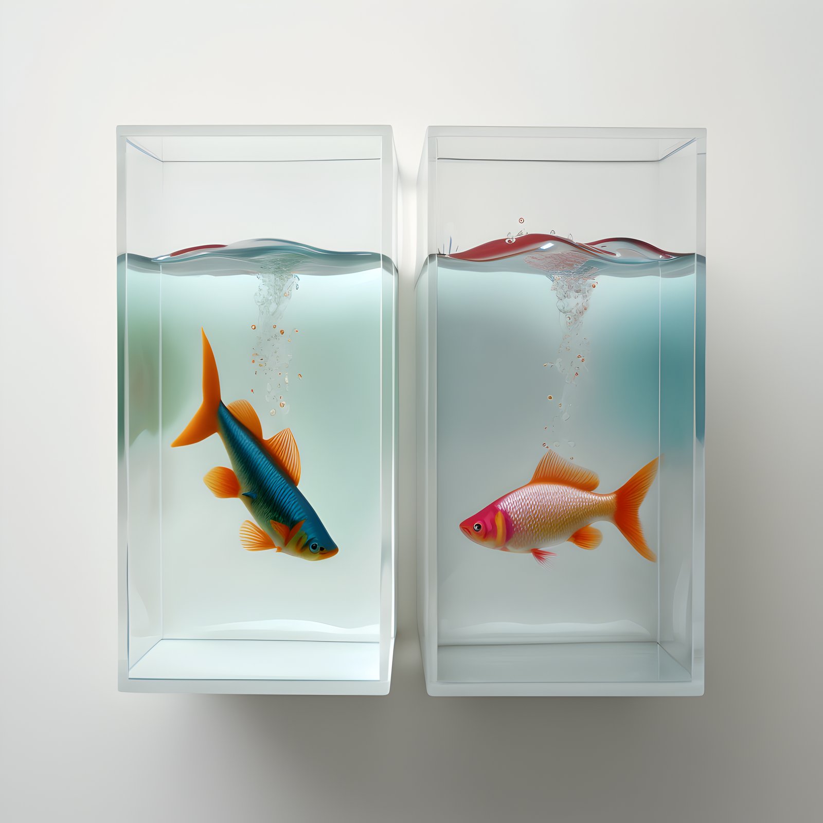 Two clear plastic containers against a white wall